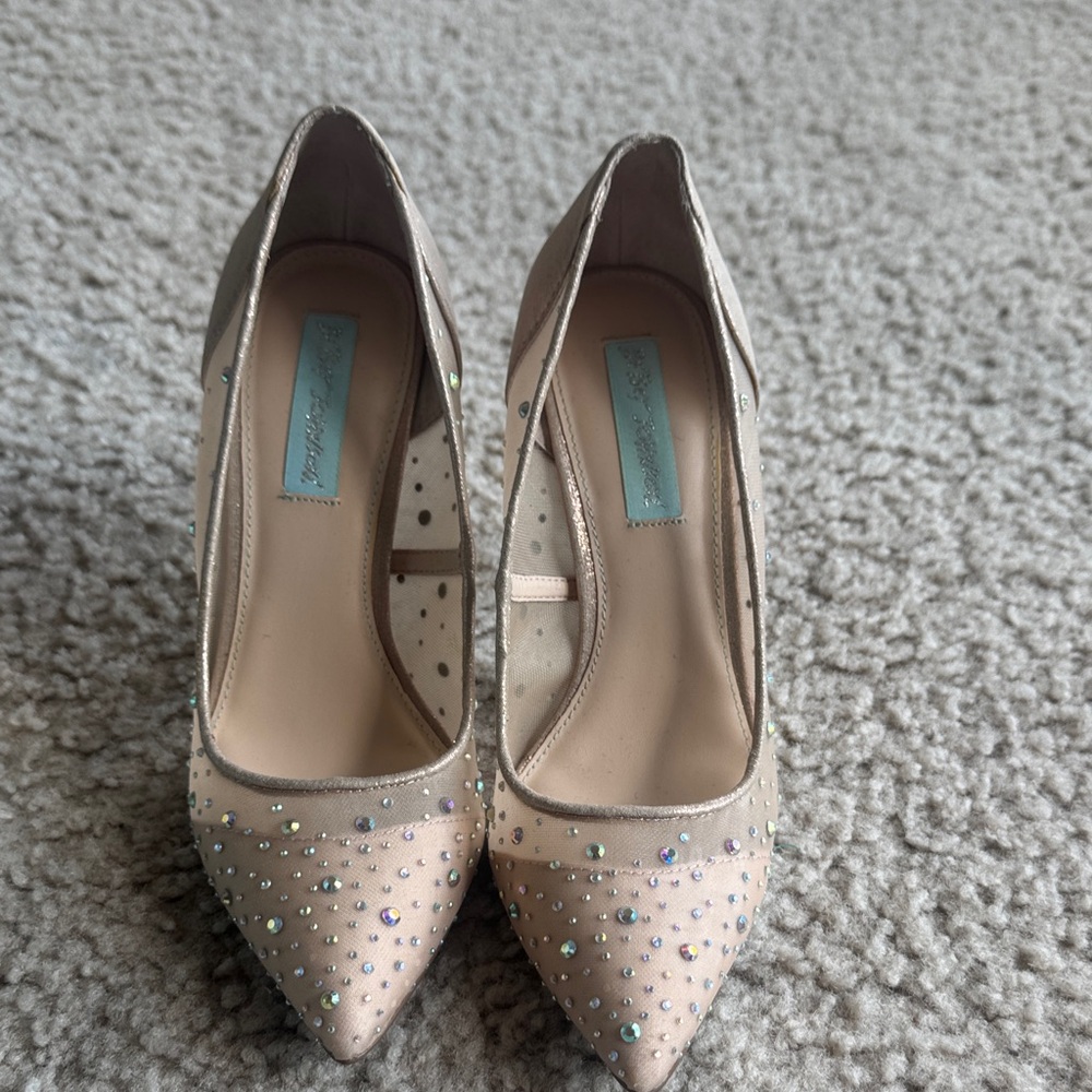 Blue by Betsey Johnson Sparkling Nude Heels